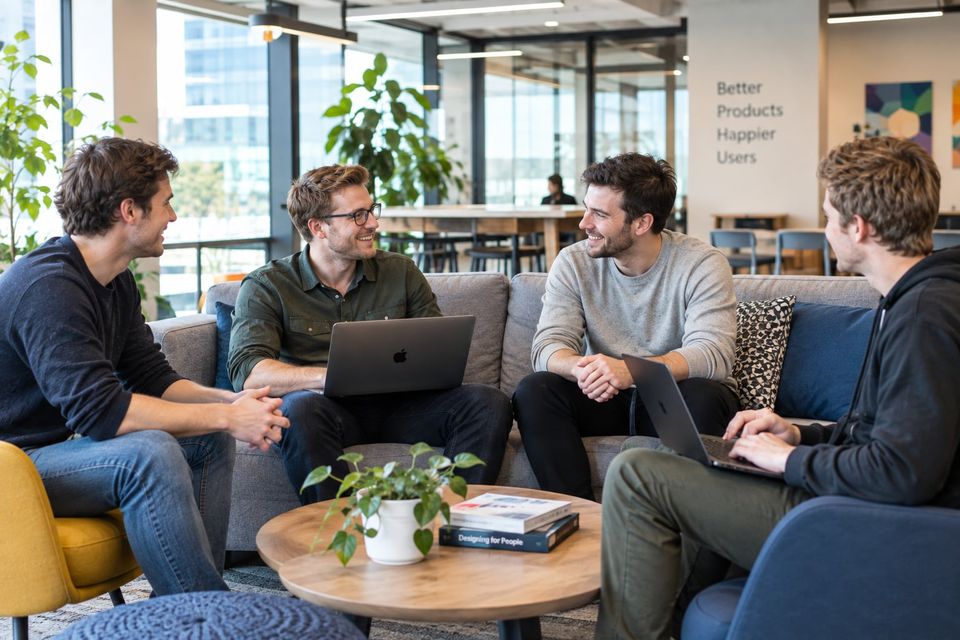 Il team di 4TownLab durante una sessione di lavoro